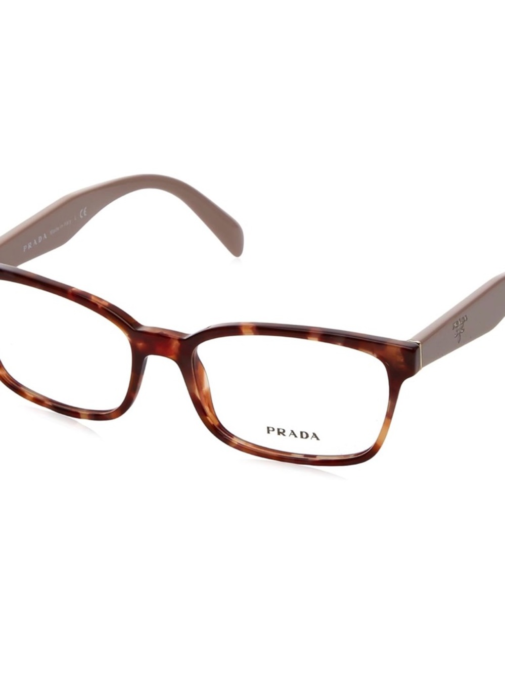 Prada Tortoiseshell Rectangle Eyeglasses - Brown/Beige